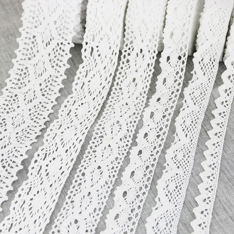 Cinta de encaje bordado de algodón blanco, tejido de red embellecedor, costura artesanal, materiales, DIY, 5 metros por rollo ► Foto 1/6
