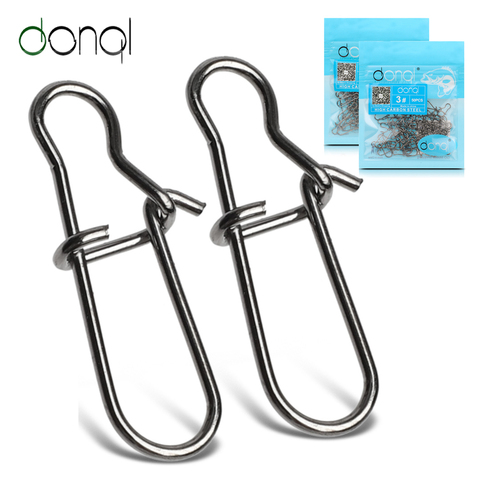 DONQL-Clip de bloqueo rápido para pesca, Conector de pesca, Pin de seguridad de acero inoxidable, herramienta de aparejos de Pesca giratorios para señuelos, anzuelos, 20/50/100 Uds. ► Foto 1/6