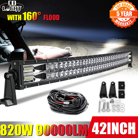 CO LIGHT 22 32 42 50 52 ''pulgadas curvada Led barra de luz COMBO de 2 hileras Barra de luz Led de obra conducción vehículos todo terreno, coches y camiones 4x4 SUV ATV 12V 24V ► Foto 1/6