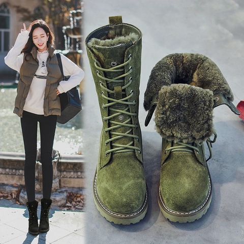 Nuevo 2022 mujeres botas de invierno espesar botas de nieve de piel de las mujeres zapatos de cuero zapatos de fondo suave superior alta invierno botas zapatos antideslizantes ► Foto 1/6