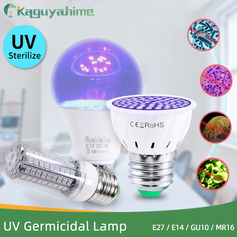 Kaguyahime E27-bombillas LED, bombilla germicida UV E27, foco esterilizador, luces de ozono, luz desinfectante para interiores, luces LED de maíz ► Foto 1/6