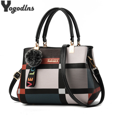 Bolso de diseñador elegante para mujer, bandolera bolso cruzado de cuero PU Bola de pelo, bolso de hombro para chica, bolso de mano ► Foto 1/6