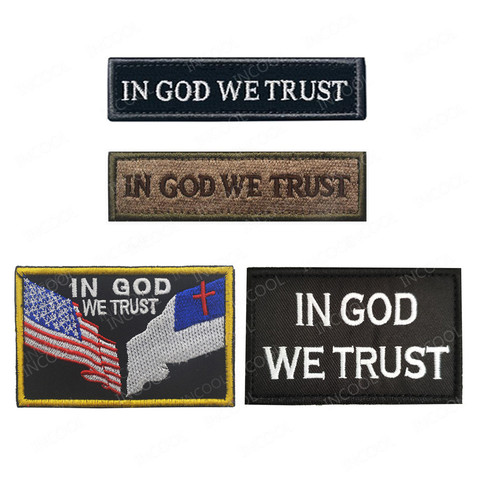 En GOD WE TRUST-parche bordado con eslogan, insignias bordadas del ejército militar, apliques tácticos, emblema para gorra ► Foto 1/6