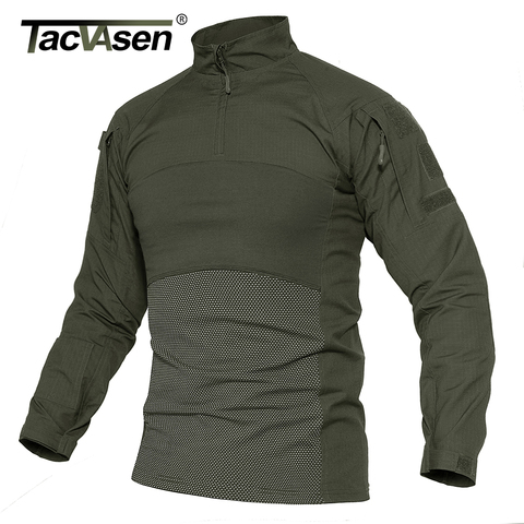 TACVASEN, camisetas tácticas para hombre, ropa militar, de algodón, manga larga, Airsoft, camisetas del ejército, camisetas ligeras para hombre, caza, Paintball ► Foto 1/6