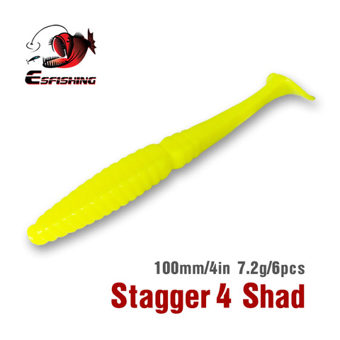 Señuelo de la pesca Suave Gusano 6 unids 10 cm/7.2g Esfishing Escalonamiento 4 