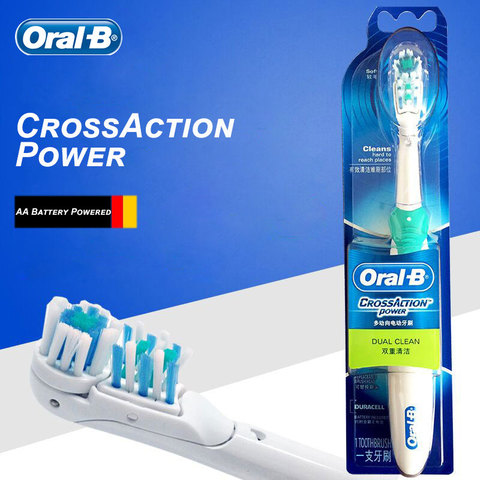 Oral B cepillo de dientes eléctrico acción cruzada doble rotación y vibración limpia los dientes AA batería reemplazable cepillo de dientes en la cabeza ► Foto 1/6