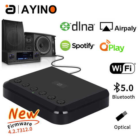 Inalámbrico receptor de Audio y wi-fi para Airplay Spotify DLNA NAS Multiroom sonido flujo óptico Bluetooth 5,0 música Adaptador de Audio WR320 ► Foto 1/6