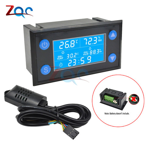 W1212 AC 220V LCD Digital controlador de temperatura humedad temporizador SHT20 sonda del Sensor para incubadora acuario termostato higrostato ► Foto 1/6