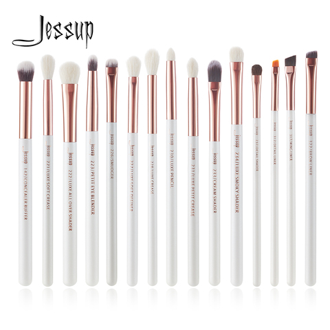 Jessup 15 piezas pinceles de maquillaje conjunto de perlas blanco/oro rosa pinceaux maquillaje cepillo kit de herramientas ojo Shader corrector T217 ► Foto 1/6