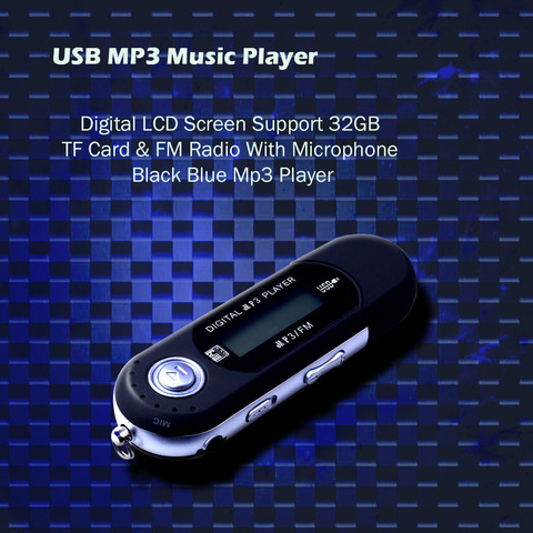 Reproductor de música USB MP3 pantalla LCD Digital Compatible con tarjeta TF de 32GB y Radio FM con micrófono reproductor Mp3 azul negro ► Foto 1/6