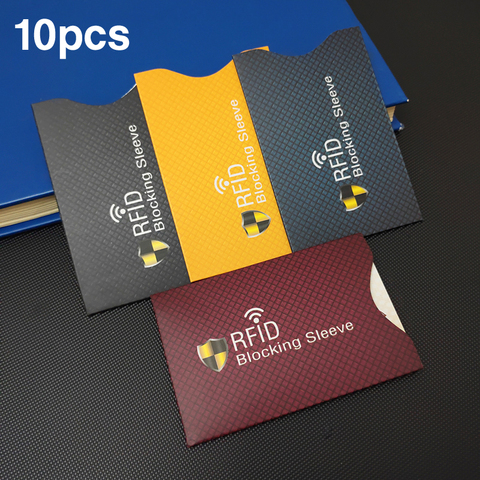 Tarjetero de papel recubierto grueso, funda de bloqueo RFID, Protector antirrobo, funda de aluminio para tarjetas bancarias, 10 Uds. ► Foto 1/6