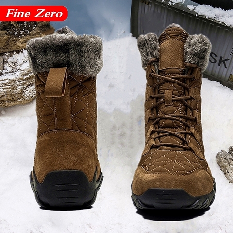 Nuevas zapatillas de invierno con botas de nieve de piel para hombre, Zapatillas para hombre, zapatos para adultos de calidad informal, impermeables, botas cálidas de 30 grados centígrados ► Foto 1/6