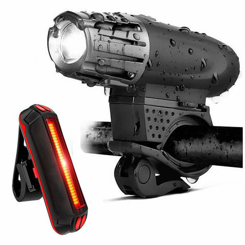 Luces de bicicleta luces de bicicleta delantero y trasero Luz de bicicleta recargable con USB Set Super brillante delantero y trasero linterna LED para la cabeza T ► Foto 1/6