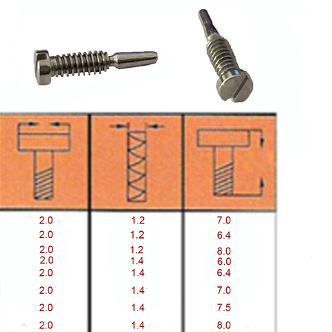 500 Uds tamaño 2.0x1.2x6.4mm-8mm 2.0x1.2x6.0mm-8,0mm gafas óptica tornillo para gafas accesorios auto alineación de tornillos ► Foto 1/6