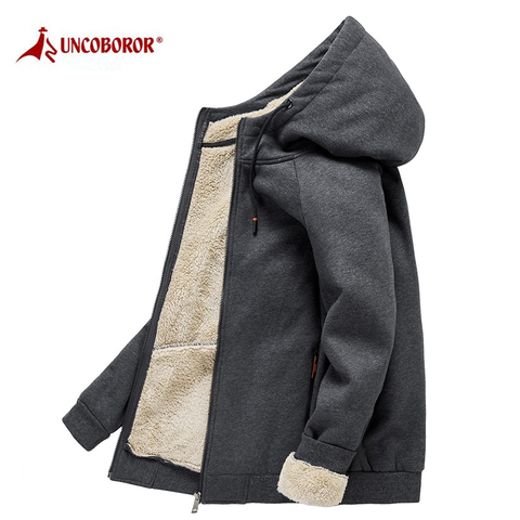 Sudadera con capucha de lana para hombre, abrigo informal ajustado grueso y cálido con cremallera, ropa de calle, chaqueta cortavientos de terciopelo, 8XL ► Foto 1/6