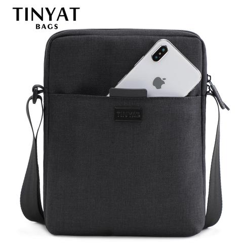 Bolso de hombro para hombre de lona ligera de TINYAT para 7,9 'Ipad Casual bandolera bolsa de hombro de negocios impermeable para hombre 0,13 kg ► Foto 1/6