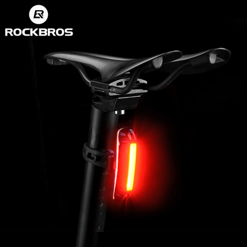 Luz trasera resistente al agua para bicicleta ROCKBROS luz trasera LED USB recargable de seguridad luz trasera para bicicleta ► Foto 1/6