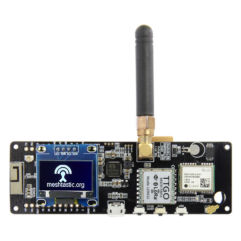 LILYGO®TTGO-Soporte de batería Meshtastic t-beam V1.1 ESP32 433/868/915/923Mhz WiFi Bluetooth ESP32 GPS NEO-6M SMA 18650 con OLED ► Foto 1/6