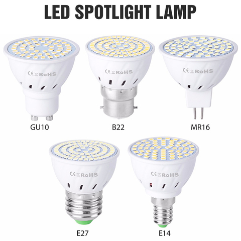 Lámpara Led GU10 MR16, Bombilla de maíz, E27, 220V, Bombilla Led, E14, foco Led para el hogar, B22, SMD2835, GU5.3, 4W, 6W, 8W ► Foto 1/6