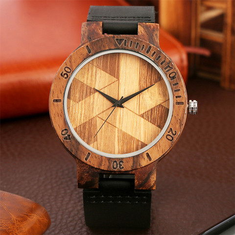 Reloj de pulsera de cuarzo y cuero genuino para hombre y mujer, cronógrafo de madera con esfera redonda, único, informal, regalo, nuevo 2022 ► Foto 1/6