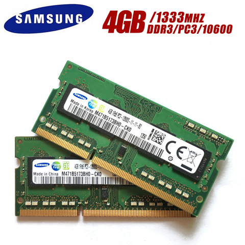 SAMSUNG DDR3 ram 4GB 2RX8 PC3-10600S, 1333Mhz, 1,5 V portátil de memoria 8GB 1333MHZ portátil para SODIMM RAM ► Foto 1/1