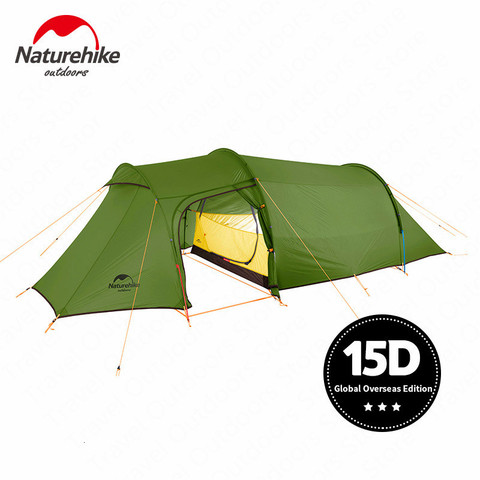 Nturehike-tienda para acampar con forma de túnel, 3-4 personas, ultraligera, Para familias, para 4 estaciones, 15D/20D40D, tienda de tela, acampada y senderismo ► Foto 1/6