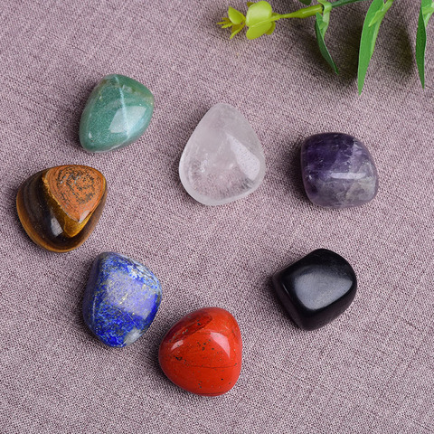 Piedra Natural de cuarzo de siete chakras, 7 colores, conjunto de Yoga, chakras, Lrregular, pulido Manual, Reiki, curación, piedra de cristales, piedras Comfo ► Foto 1/6