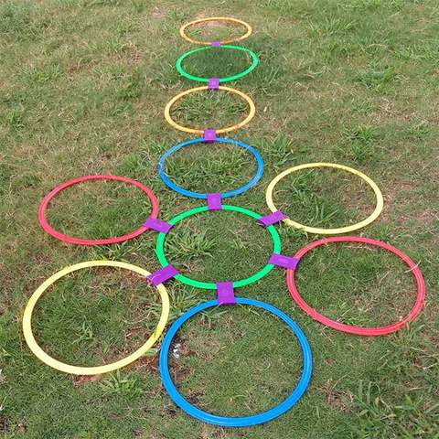 Juego de anillos de adiestramiento al aire libre para niños, juguete de entrenamiento deportivo, divertido, con celosía, para saltar, para Fitness ► Foto 1/6