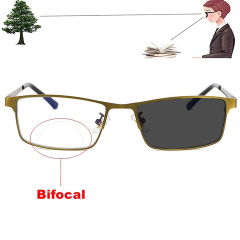 Gafas de lectura fotocromáticas bifocales para hombres, lentes de lectura fotocromáticas con aumento de presbicia, Anti rayos azules ► Foto 1/6