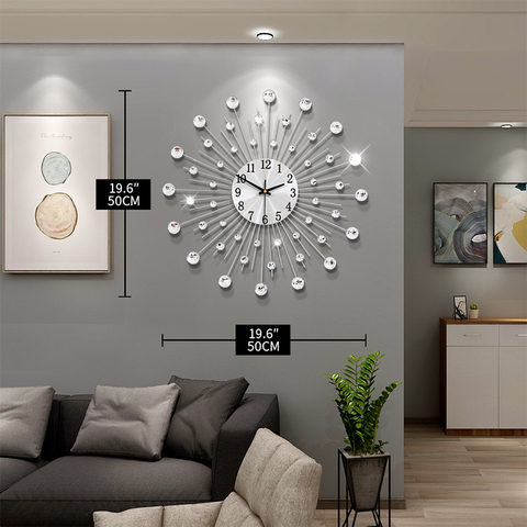 Gypsophila de moda de diamantes Reloj de pared de hierro forjado reloj estilo europeo creativa decoración reloj de Metal Vintage arte Reloj de pared ► Foto 1/6