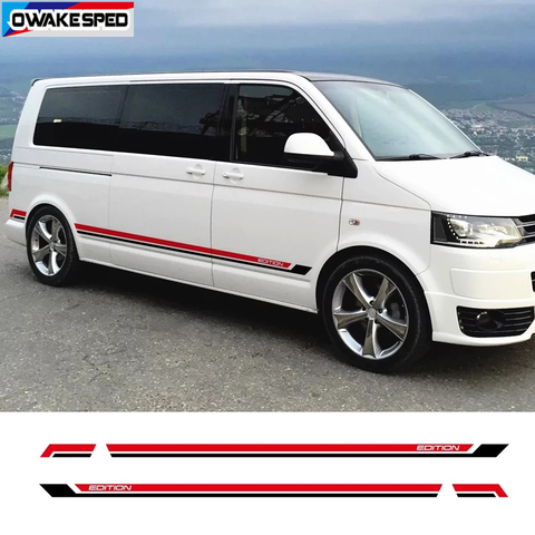 Para Volkswagen Multivan T5 T6 California Edition Auto falda lateral rayas coche calcomanía de vinilo personalizada pegatinas de decoración de carrocería de coche ► Foto 1/5