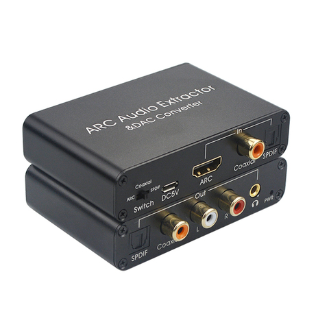 AIXXCO HDMI ARC DAC adaptador conversor de HDMI canal de retorno de Audio HDMI Digital óptica SPDIF Coaxial a analógico de 3,5mm L/R ESTÉREO ► Foto 1/6