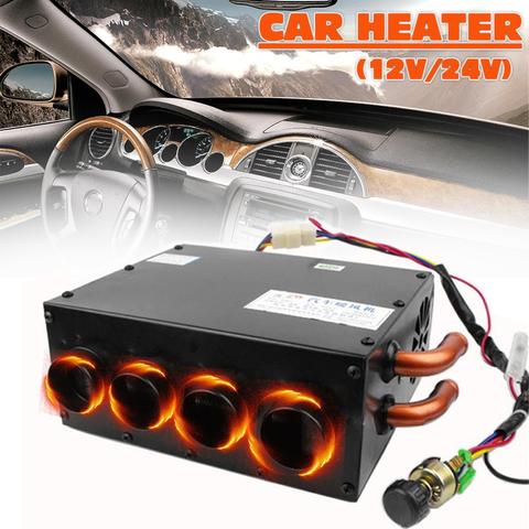 Calentador de enfriamiento portátil de 4 orificios para coche, Descongelador, 80W, 12V/ 24V, para RV, autocaravana, camiones, remolque ► Foto 1/6