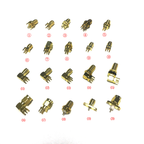 1PC SMA macho/RF hembra coaxial conector PCB 2-agujero de montaje en panel de soldadura de terminal de cable goldplated adaptador precio al por mayor ► Foto 1/6