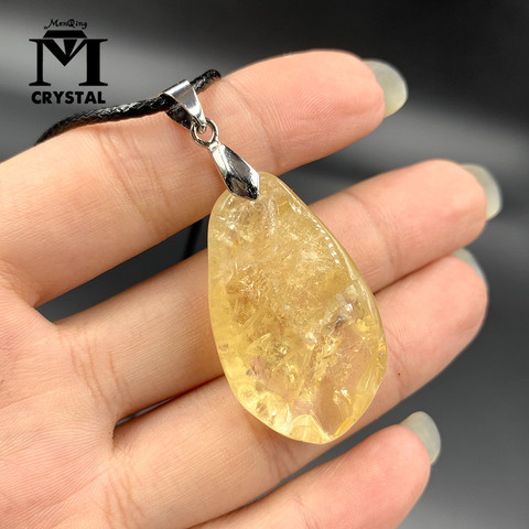 Naturales irregulares de cristal citrino colgante lemon de piedra de cuarzo piedras preciosas curación adivinación meditación espiritual collar de la joyería ► Foto 1/6