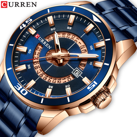 CURREN-Reloj de pulsera de acero inoxidable para Hombre, cronógrafo de cuarzo con diseño a la moda, con fecha ► Foto 1/6