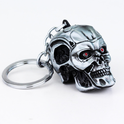 Llavero con dije de cabeza de calavera de película el exterminador, colgante de moda para hombre y mujer, joyería para coche, regalo para Accesorios para llaveros ► Foto 1/6