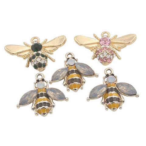 Botones de Metal para manualidades, hechos a mano diamantes de imitación, forma de abeja, flor plana, adorno de cristal dorado, suministros artesanales ► Foto 1/6