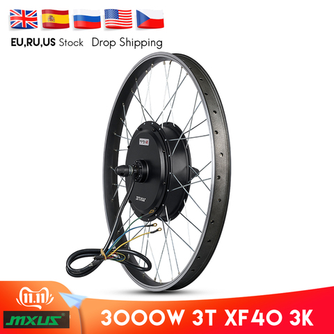 MXUS-Motor sin escobillas V3 de 72V y 3000W, para bicicleta eléctrica, con ruedecilla trasera, Kit de conversión para Motor de montaña, de bicicleta tierra ► Foto 1/6