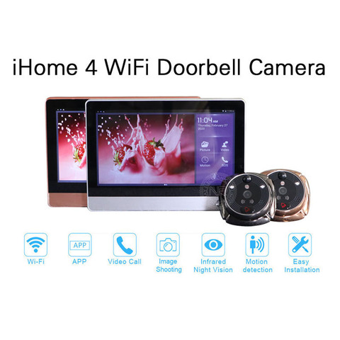 IHome4 Video mirilla WIFI timbre de puerta IP Pantalla de 7 pulgadas IR visión nocturna PIR puerta HD Cámara detección de movimiento timbre de puerta ► Foto 1/6