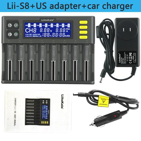 LiitoKala-cargador de batería de Lii-S8, batería de ion de litio de 3,7 V, NiMH, 1,2 V, Li-FePO4, 3,2 V, IMR, 3,8 V, para 18650, 26650, 21700, 26700, AA, AAA ► Foto 1/6