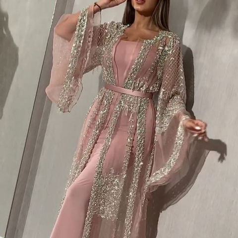 Dubai Abaya-vestido musulmán de lujo para mujer, Vestido largo de clase alta de lentejuelas encaje bordado Ramadán Kaftan Islam Kimono negro 2022 ► Foto 1/6