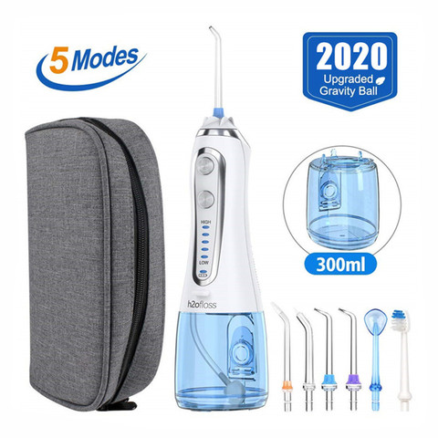 Irrigador bucal portátil con chorro de agua, 5 modos, recargable por USB, 300ml, irrigador Dental + 5 chorro ► Foto 1/6