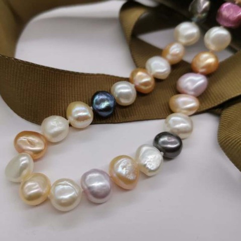Collar de perlas barrocas AA, 120cm de longitud, 9-10mm, perlas de agua dulce multicolor ► Foto 1/6