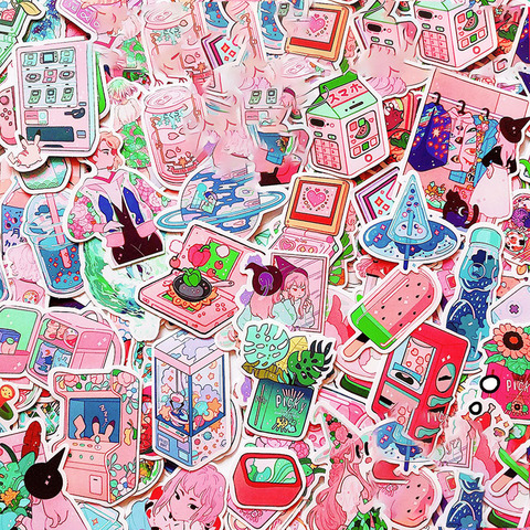 Pegatinas decorativas con ilustración de comida dulce y corazón de chica japonesa, álbum de recortes, diario, papelería para manualidades ► Foto 1/1