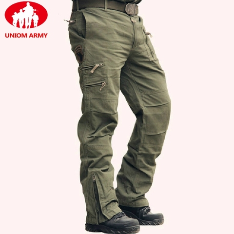 Pantalones Cargo de estilo militar para hombre, pantalón táctico, Camuflaje, color negro, muchos bolsillos, de talla grande, de algodón ► Foto 1/6