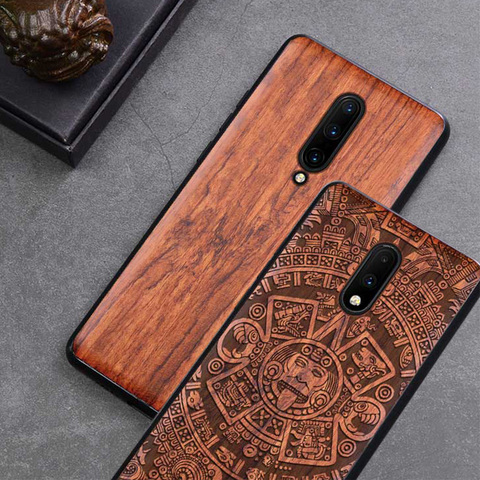 Funda De Madera tallada para OnePlus 7 Pro One Plus 7 Pro a prueba de golpes funda de parachoques de TPU para OnePlus 8 7 7T funda de madera Oneplus7 ► Foto 1/6