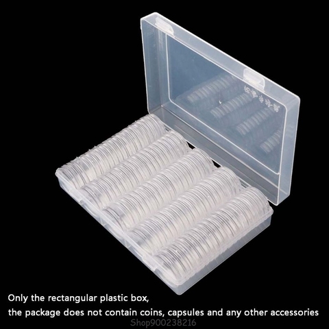Rectangular Caja de almacenamiento de plástico transparente colección funda protectora 100 Uds 27mm/30mm cápsulas para monedas de S26 20 Dropship ► Foto 1/6