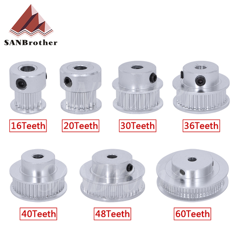 Uds nuevo GT2 polea 30 36 40 60 dientes de la rueda de diámetro 5mm 8mm de aluminio dientes ancho 6mm para Reprap 3D Piezas de impresora ► Foto 1/6