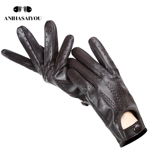 Guantes de cuero de oveja para hombre, manoplas cómodas y suaves, multicolor, táctiles, a la moda, exclusivo, 2003 ► Foto 1/6